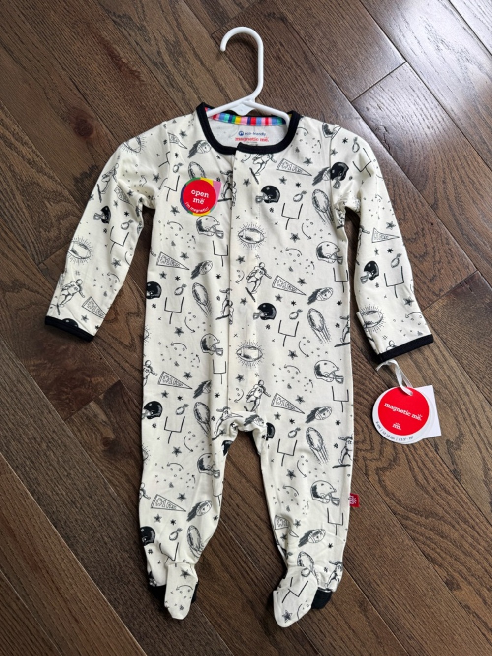 Magnetic Me - Natural Game Day footie NWT size 3-6 months - brand new never worn
